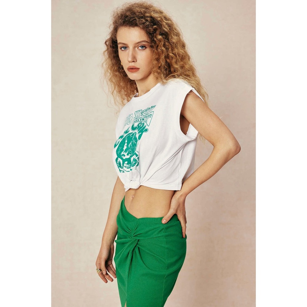 Micas Eye Look Graphic‎ Knot Hem T-Shirt size M